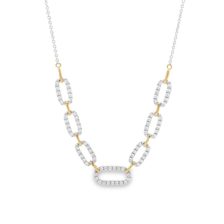 Two Tone Paper Clip Link Diamonds Necklace - Elgrissy Diamonds