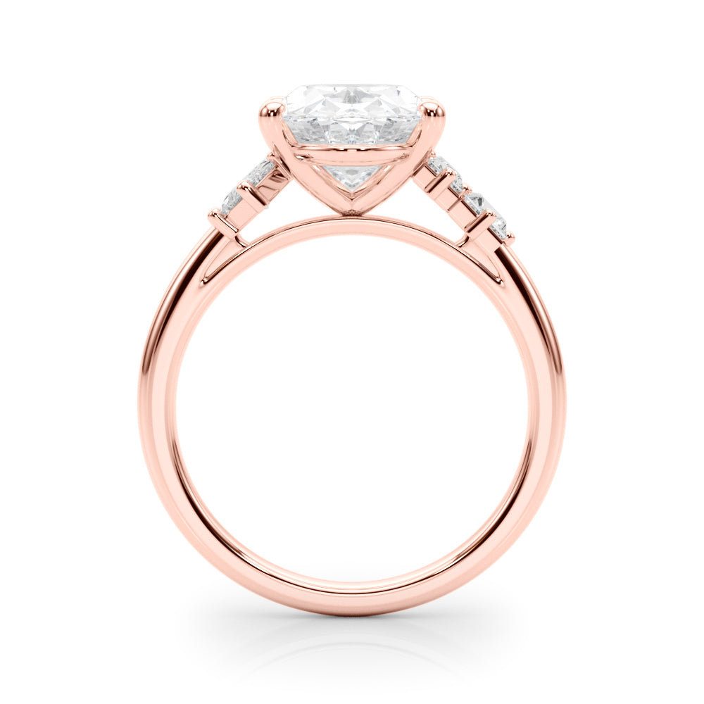 Oval Multi-Mini Side Stones Engagement Ring - Elgrissy Diamonds