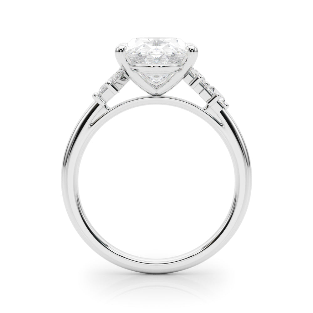 Oval Multi-Mini Side Stones Engagement Ring - Elgrissy Diamonds