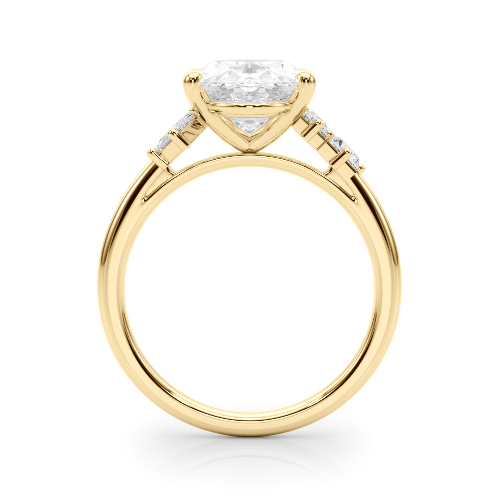 Oval Multi-Mini Side Stones Engagement Ring - Elgrissy Diamonds