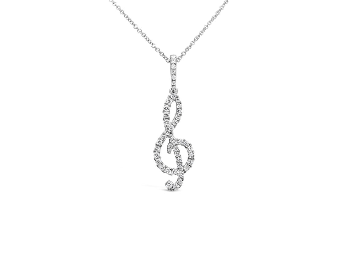 Diamonds Treble Clef Pendant Necklace - Elgrissy Diamonds