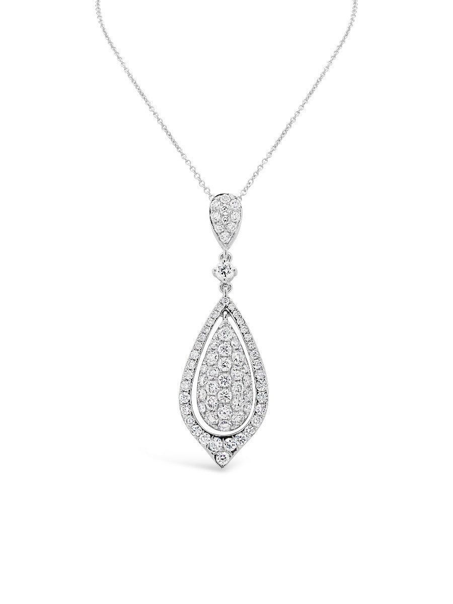 Halo Float TearDrop Pendant - Elgrissy Diamonds