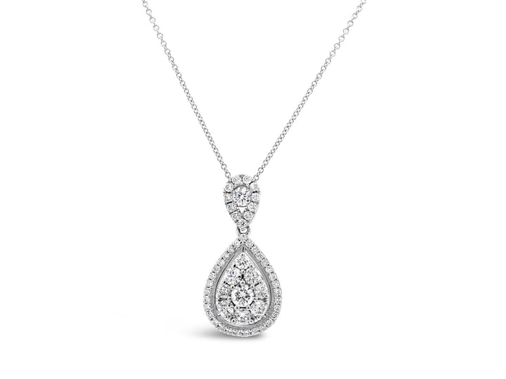 Floating Tear Drop Halo Diamonds Pendant Necklace - Elgrissy Diamonds