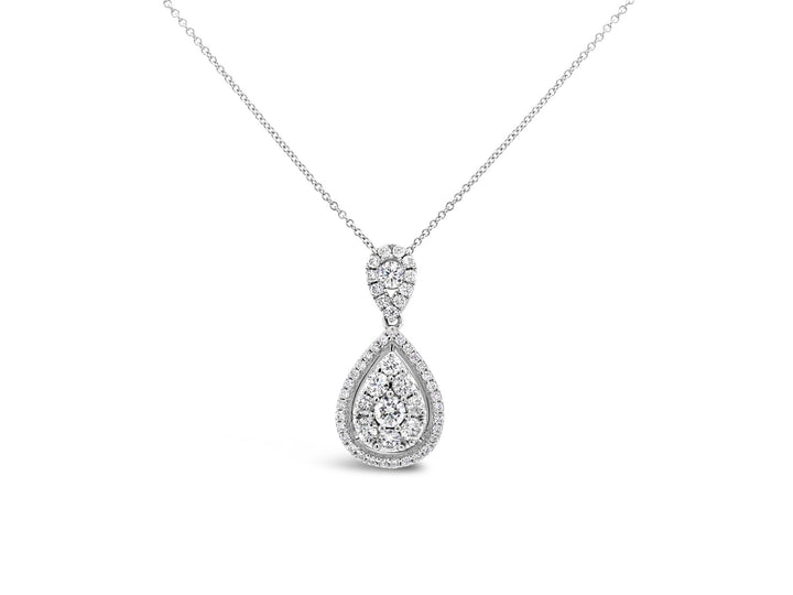 Double Pear Halo Pendant - Elgrissy Diamonds