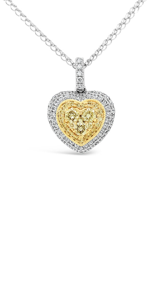 Two Tone Hear Shape Diamonds Pendant Necklace - Elgrissy Diamonds