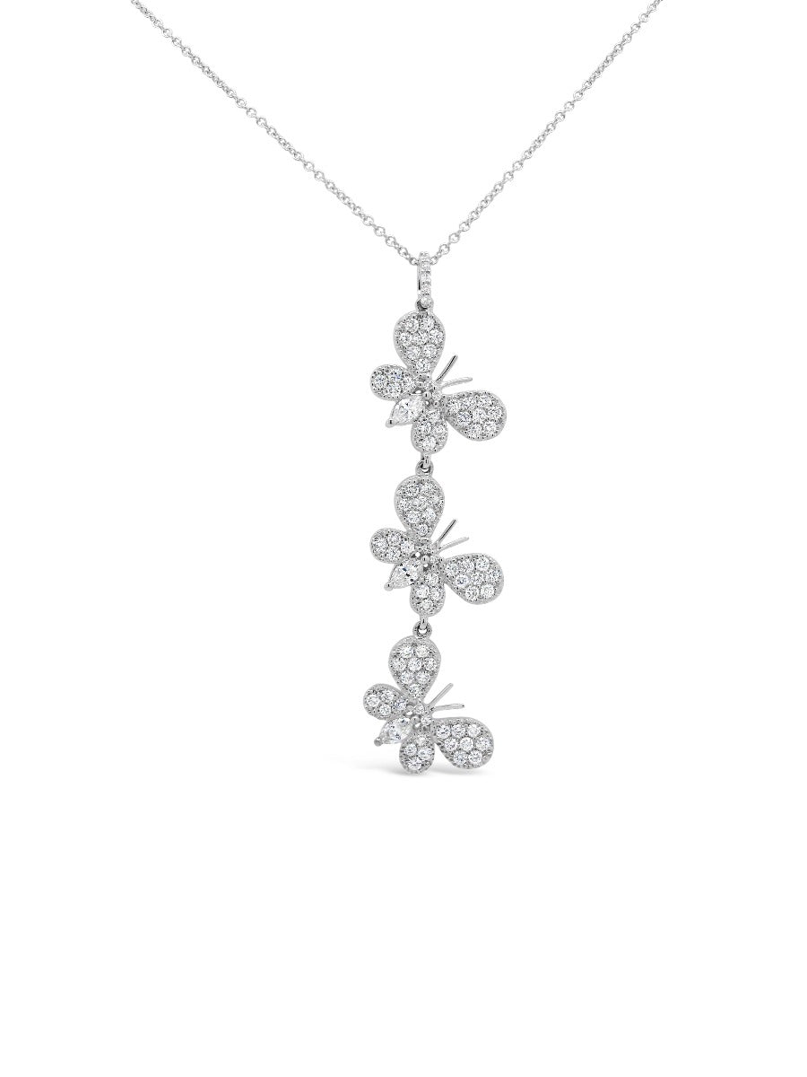 Triple Butterflies Drop Pendant - Elgrissy Diamonds