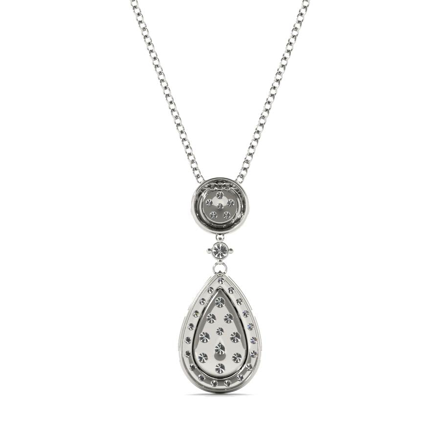 Round Halo Pear Halo Illusion Dangling Pendant Necklace - Elgrissy Diamonds