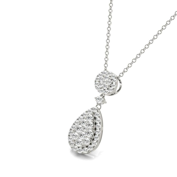 Halo Round and Pear Dangling Pendant - Elgrissy Diamonds