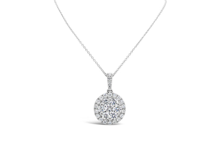 Halo Round Illusion Diamonds Necklace - Elgrissy Diamonds