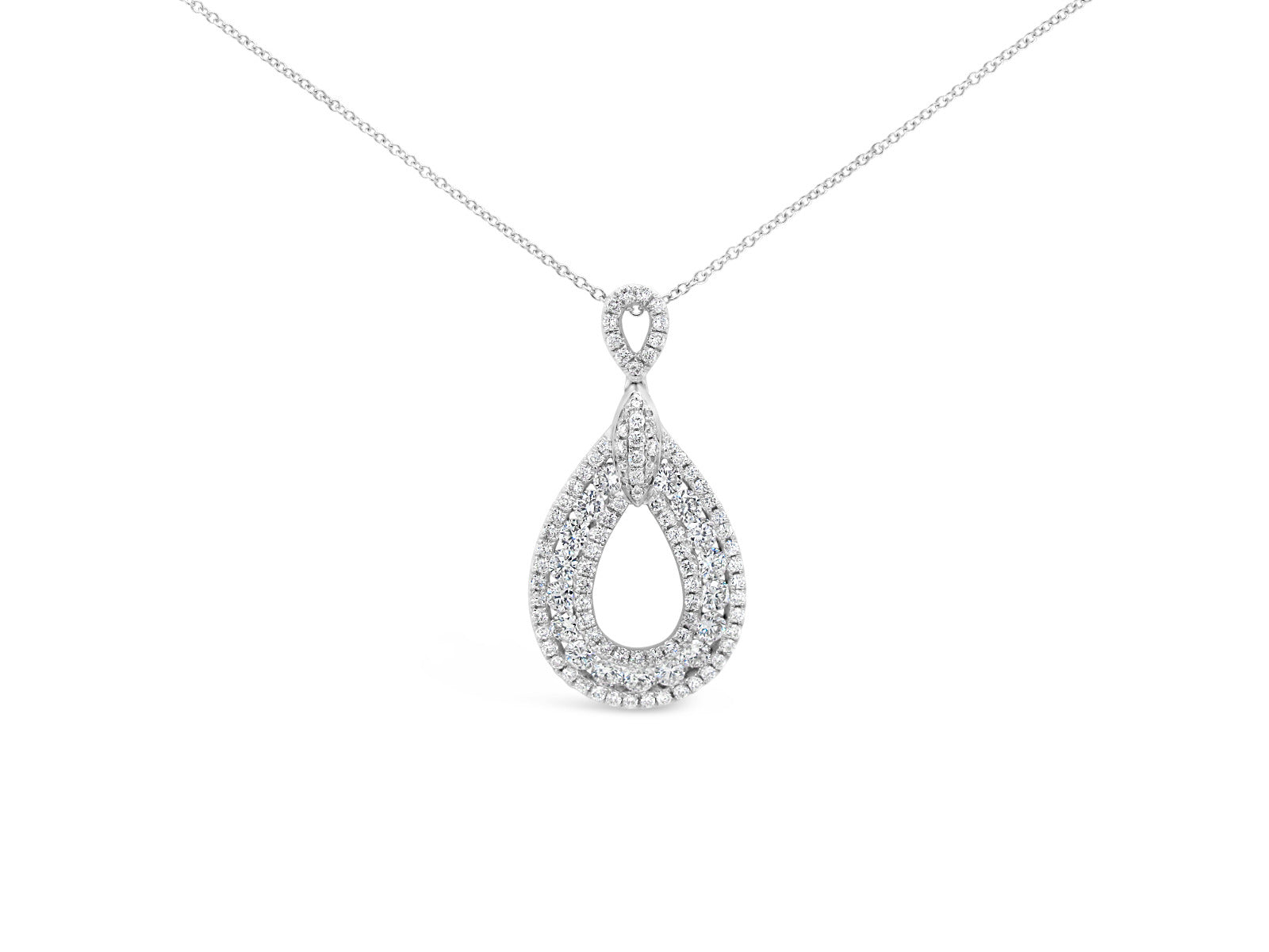 Double Halo Tear Drop Diamonds Pendant Necklace - Elgrissy Diamonds