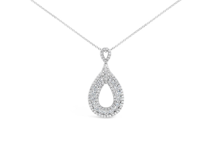 Double Halo Tear Drop Diamonds Pendant Necklace - Elgrissy Diamonds