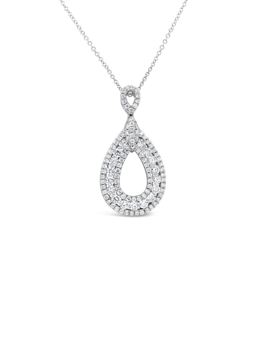 Double Halo Tear Drop Diamonds Pendant Necklace - Elgrissy Diamonds