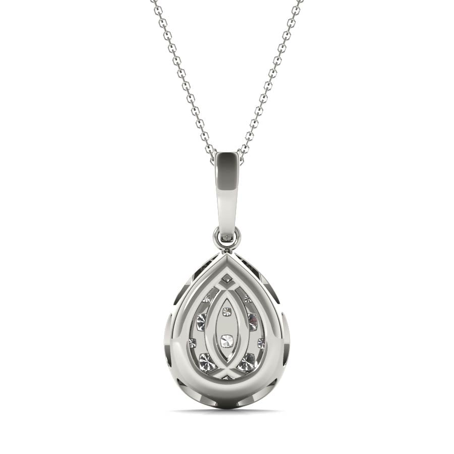 Halo Pear Shape Illusion Diamonds Pendant Neckalce - Elgrissy Diamonds