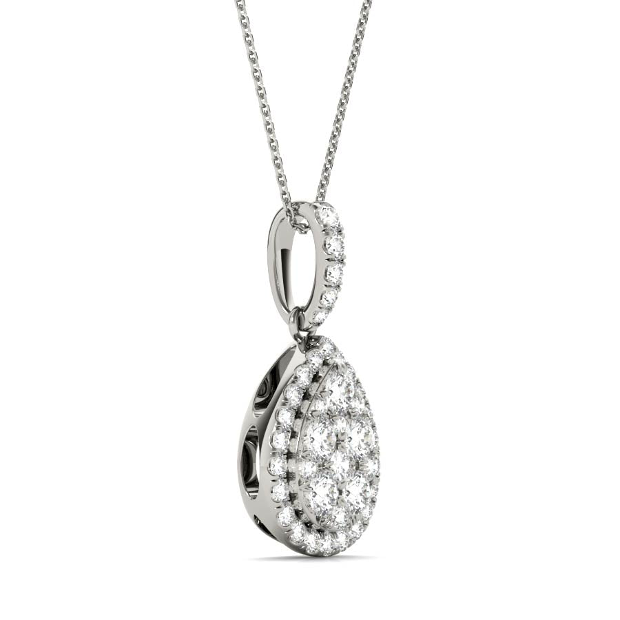 Halo Pear Shape Illusion Diamonds Pendant Neckalce - Elgrissy Diamonds