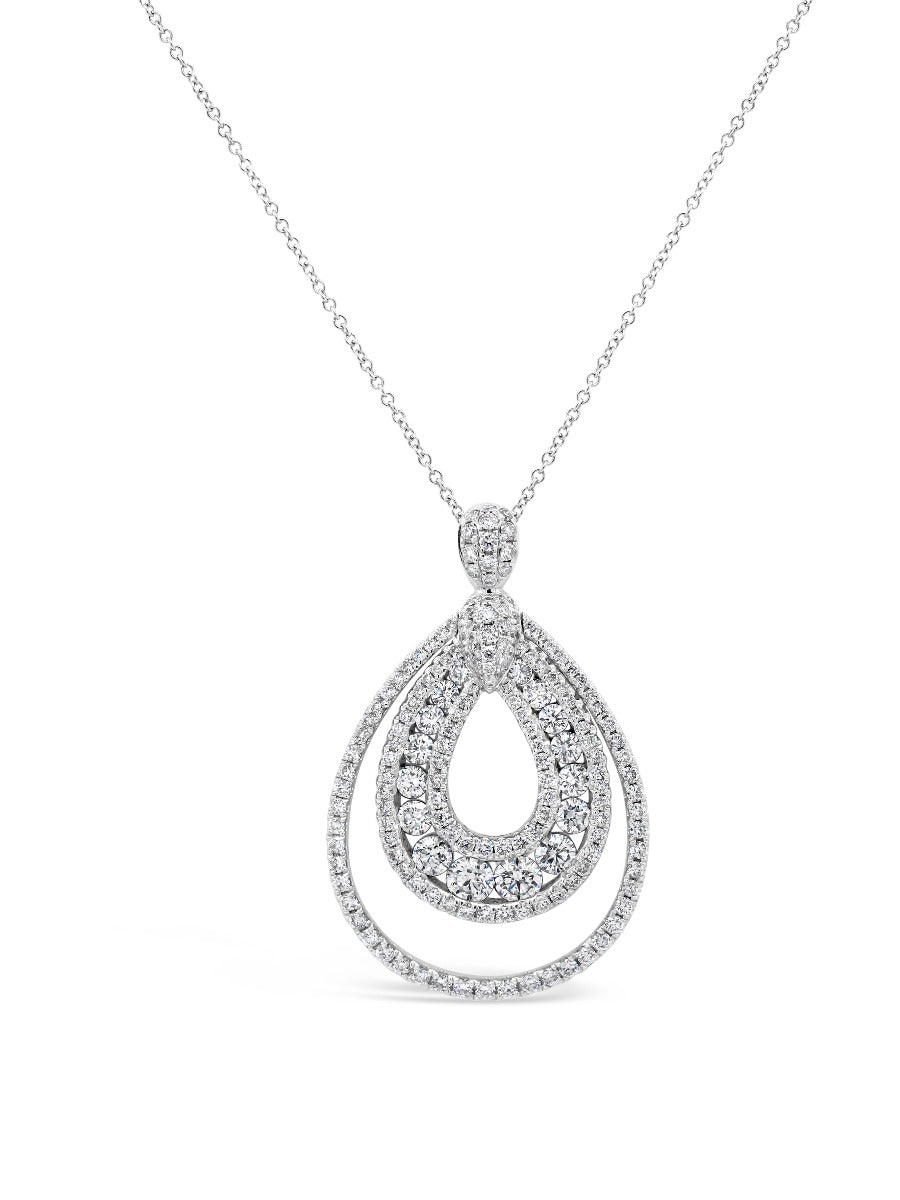 Pear Shape Cluster Diamonds Pendant Necklace - Elgrissy Diamonds