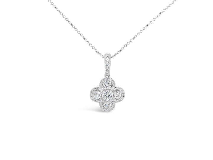 Halo Clover Diamonds Pendant Necklace - Elgrissy Diamonds