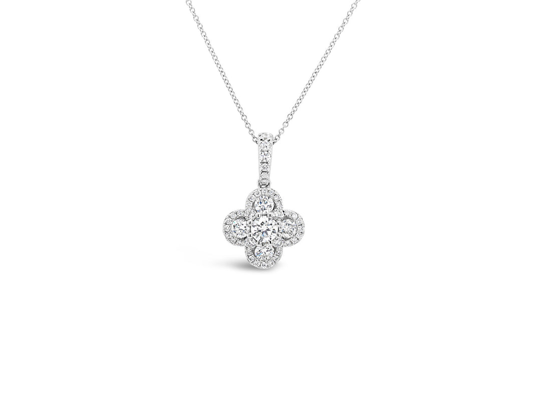 Halo Clover Diamonds Pendant Necklace - Elgrissy Diamonds