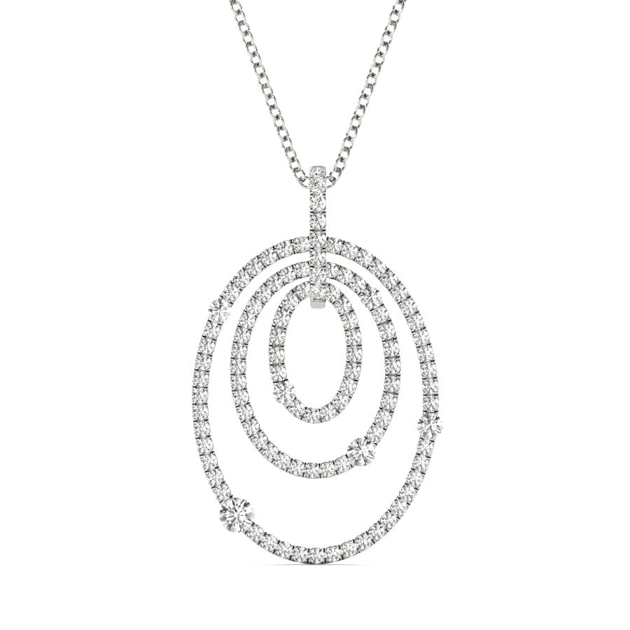 Three Rows Oval Cluster Pendant Necklace - Elgrissy Diamonds