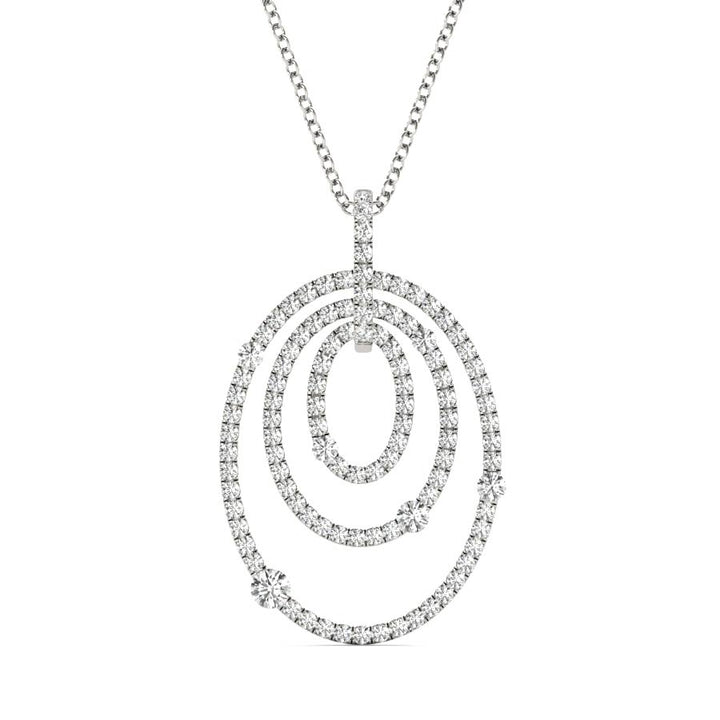 Three Rows Oval Cluster Pendant Necklace - Elgrissy Diamonds