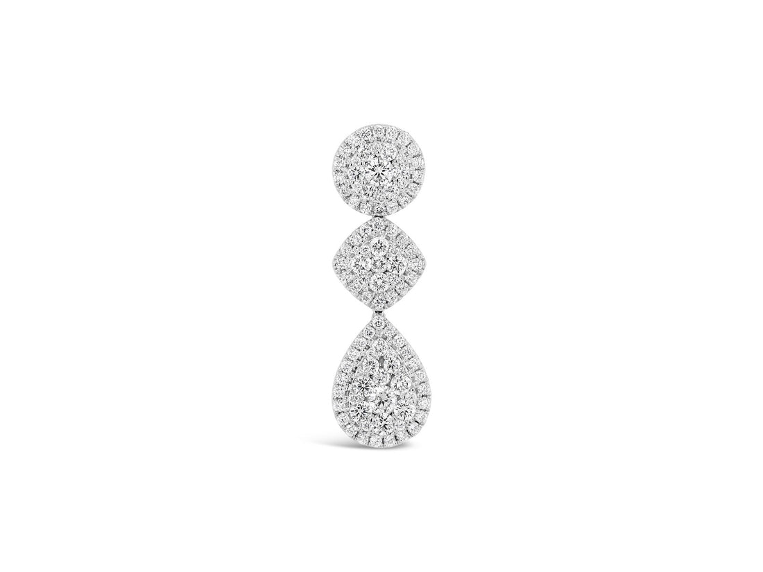 Three Shapes Halo Drop Cluster Pendant Necklace - Elgrissy Diamonds