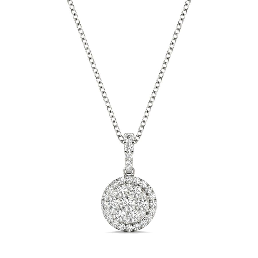 Round Diamond Cluster Pendant Necklace - Elgrissy Diamonds