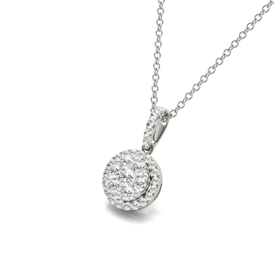 Round Diamond Cluster Pendant Necklace - Elgrissy Diamonds