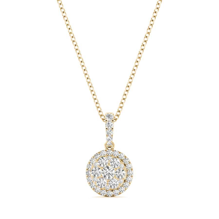Round Diamond Cluster Pendant Necklace - Elgrissy Diamonds