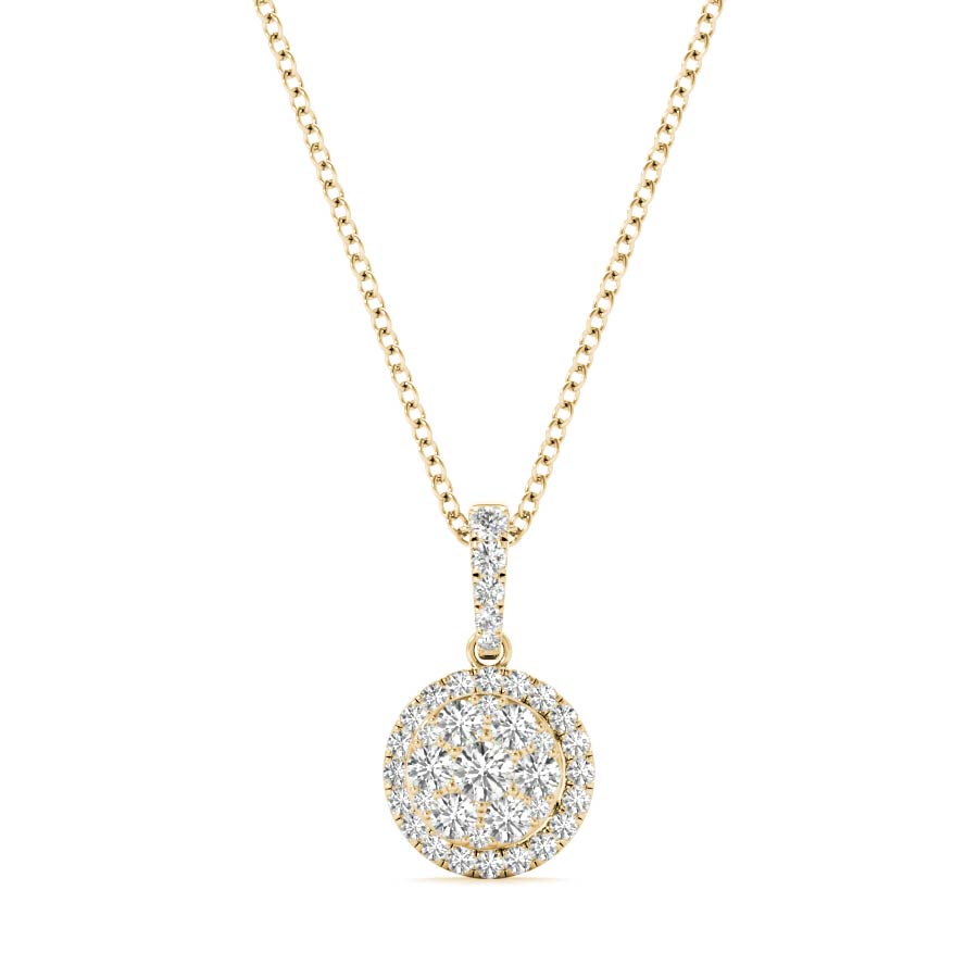 Round Diamond Cluster Pendant Necklace - Elgrissy Diamonds