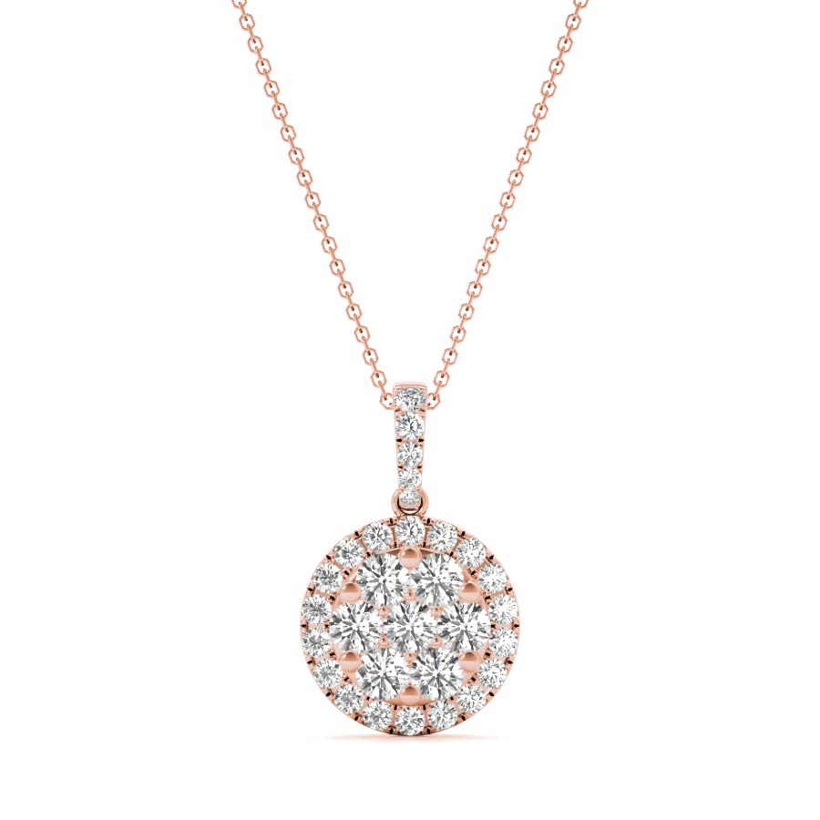 Round Diamond Cluster Pendant Necklace - Elgrissy Diamonds