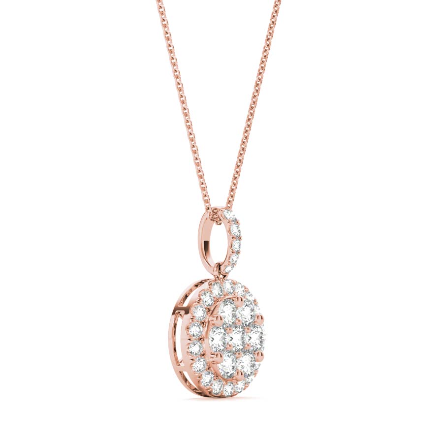 Round Diamond Cluster Pendant Necklace - Elgrissy Diamonds