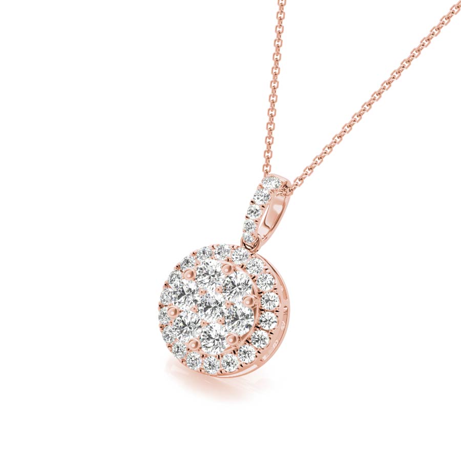 Round Diamond Cluster Pendant Necklace - Elgrissy Diamonds