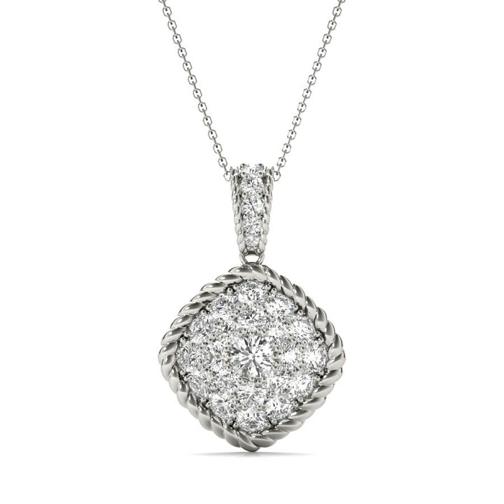 Diamonds Square Cluster Pendant Necklace - Elgrissy Diamonds