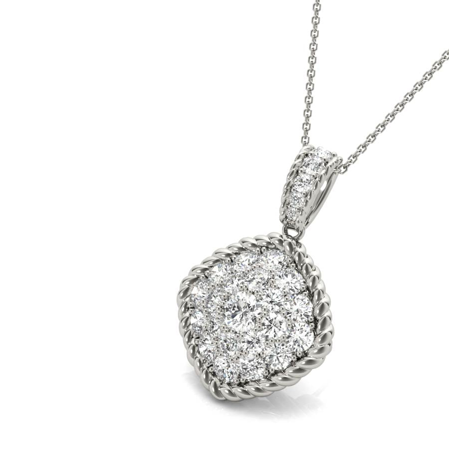 Diamonds Square Cluster Pendant Necklace - Elgrissy Diamonds