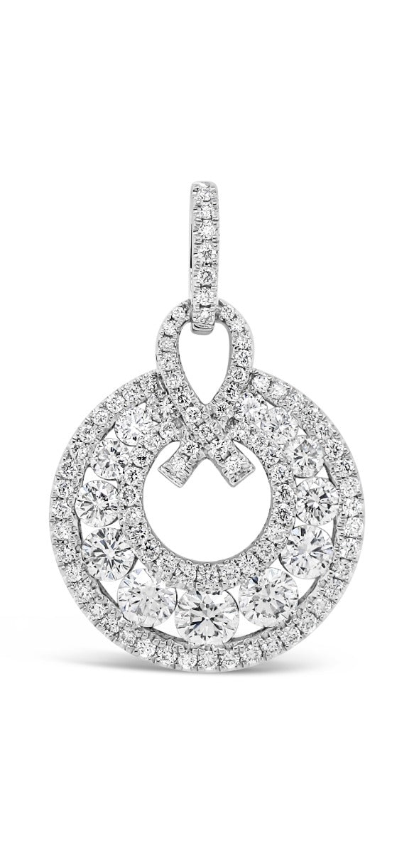 Double Halo Float Round Pendant Necklace - Elgrissy Diamonds