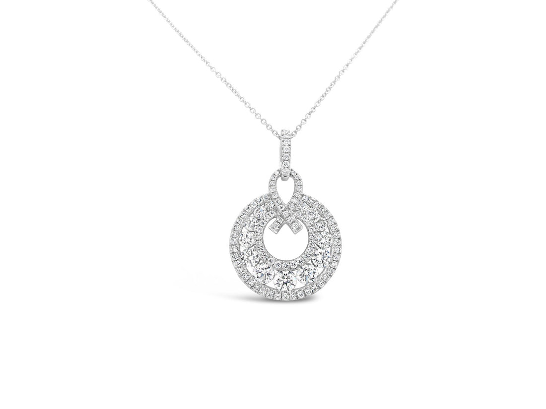 Double Halo Float Round Pendant Necklace - Elgrissy Diamonds