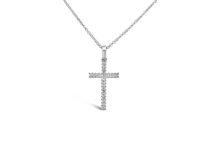 Cross Pendant Necklace with Petit Emerald - Elgrissy Diamonds