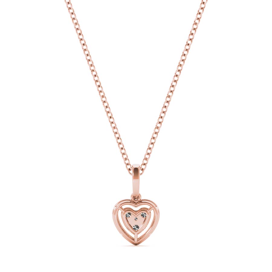 Floating Mini Heart Halo Diamonds Pendant Necklace - Elgrissy Diamonds