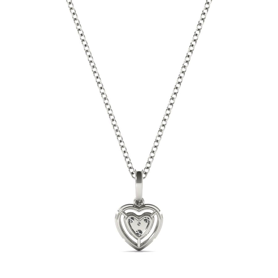 Floating Mini Heart Halo Diamonds Pendant Necklace - Elgrissy Diamonds