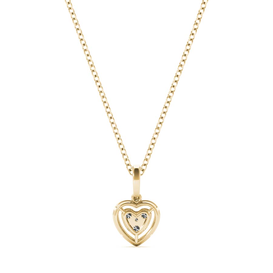 Floating Mini Heart Halo Diamonds Pendant Necklace - Elgrissy Diamonds