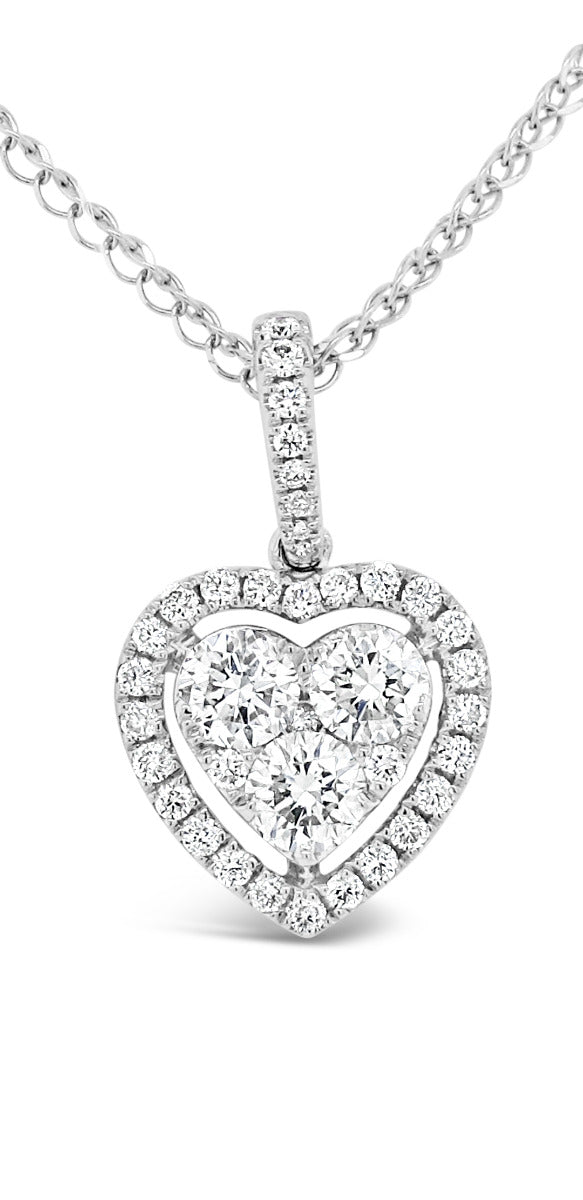 Floating Heart Halo Diamonds Pendant Necklace - Elgrissy Diamonds