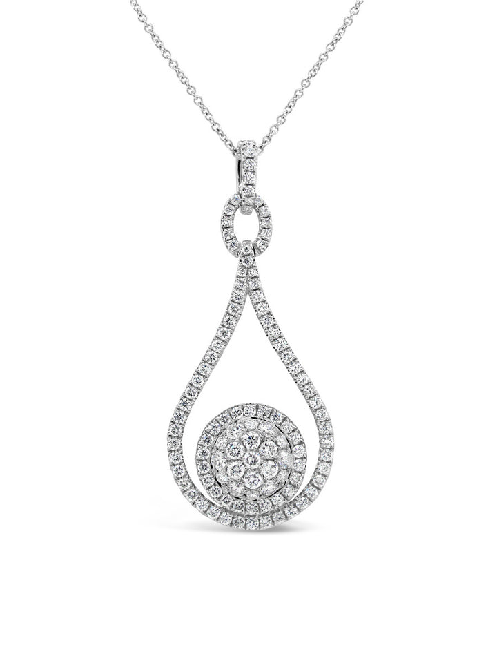 Float Halo Round illusion Custer Diamonds Pendant Necklace - Elgrissy Diamonds