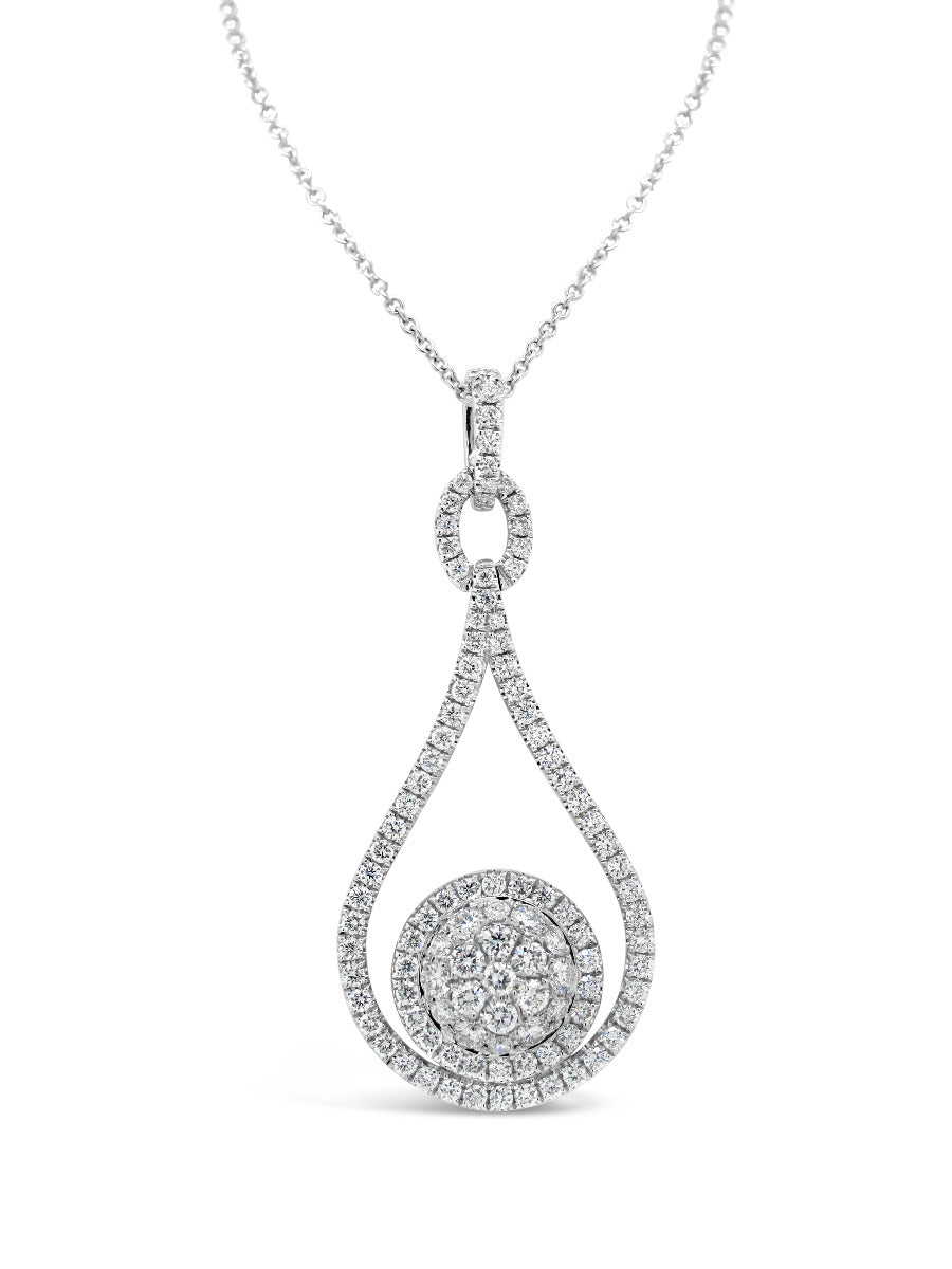 Float Halo Round illusion Custer Diamonds Pendant Necklace - Elgrissy Diamonds