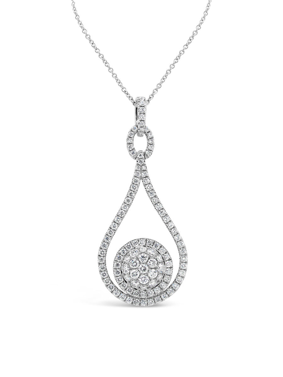 Float Halo Round illusion Custer Diamonds Pendant Necklace - Elgrissy Diamonds