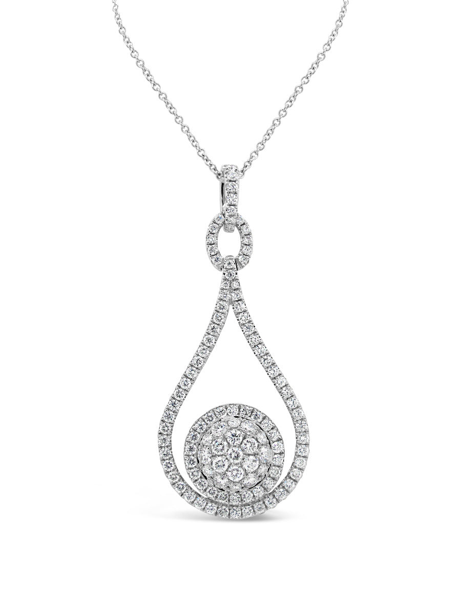 Float Halo Round illusion Custer Diamonds Pendant Necklace - Elgrissy Diamonds