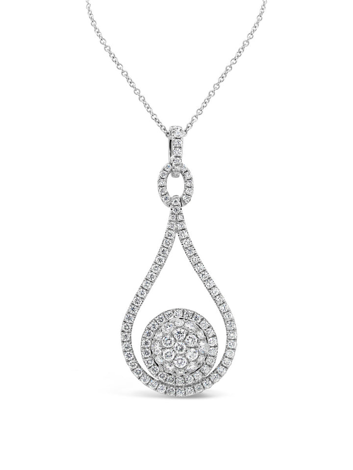 Float Halo Round illusion Custer Diamonds Pendant Necklace - Elgrissy Diamonds