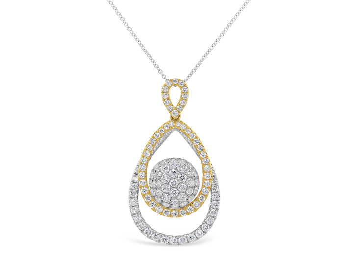 Two Tone Infinity Illusion Diamonds Cluster Pendant Necklace - Elgrissy Diamonds