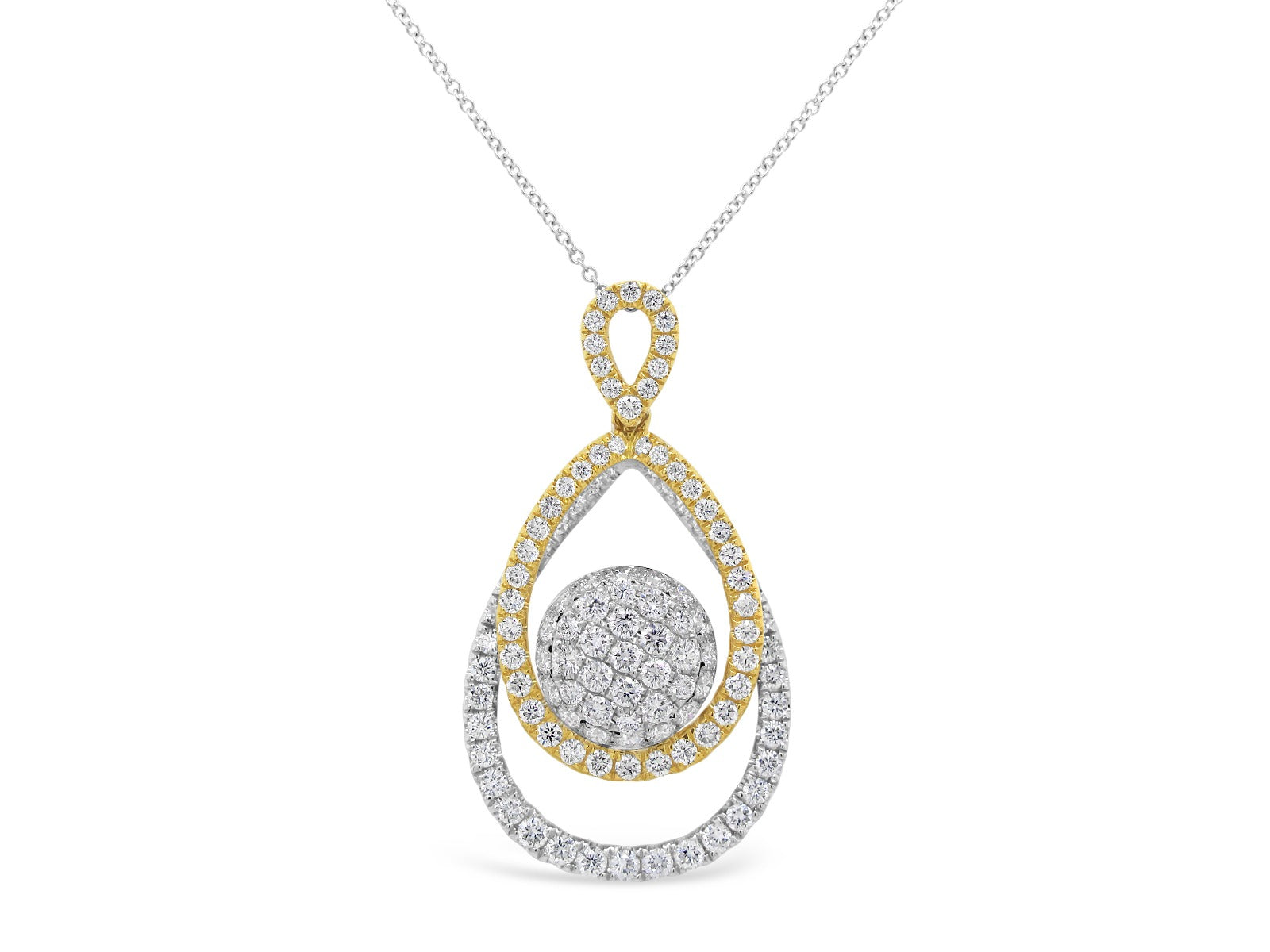 Two Tone TearDrop Pendant - Elgrissy Diamonds