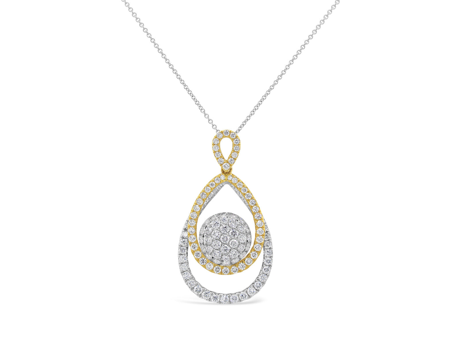 Two Tone Infinity Illusion Diamonds Cluster Pendant Necklace - Elgrissy Diamonds