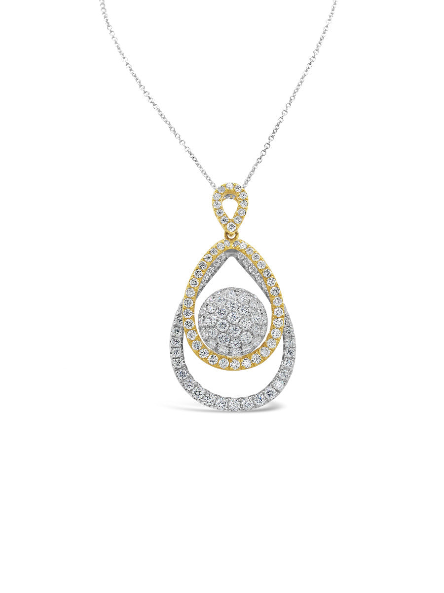 Two Tone Infinity Illusion Diamonds Cluster Pendant Necklace - Elgrissy Diamonds