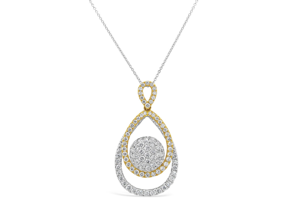 Two Tone Infinity Illusion Diamonds Cluster Pendant Necklace - Elgrissy Diamonds